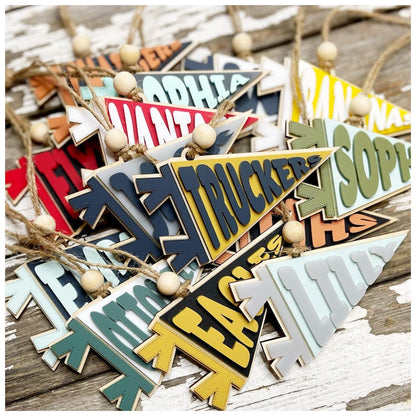 Personalized Pennant Ornament: Custom School or Team Christmas Keepsake Gift