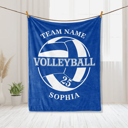 Personalized Volleyball Blanket, Custom Name Number Soft Cozy Sherpa Fleece Throw Blankets