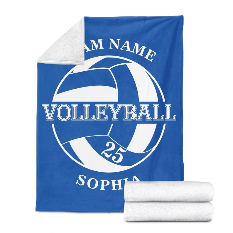 Personalized Volleyball Blanket, Custom Name Number Soft Cozy Sherpa Fleece Throw Blankets
