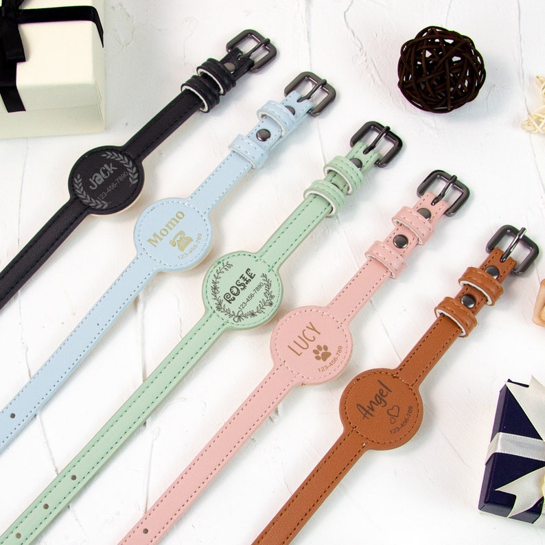 Personalized Leather Anti-lost AirTag Dog Collar,Leather Dog Collar