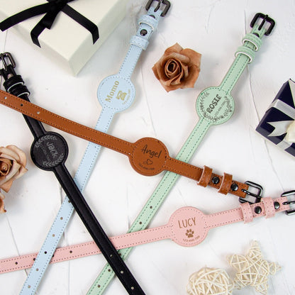 Personalized Leather Anti-lost AirTag Dog Collar,Leather Dog Collar