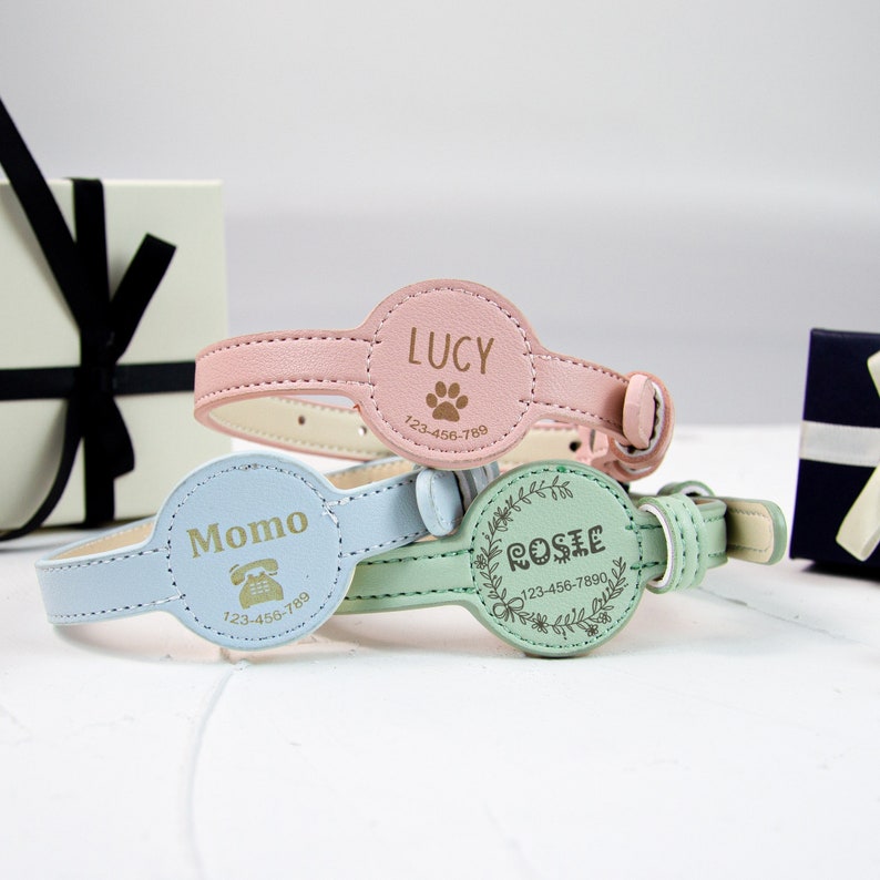 Personalized Leather Anti-lost AirTag Dog Collar,Leather Dog Collar