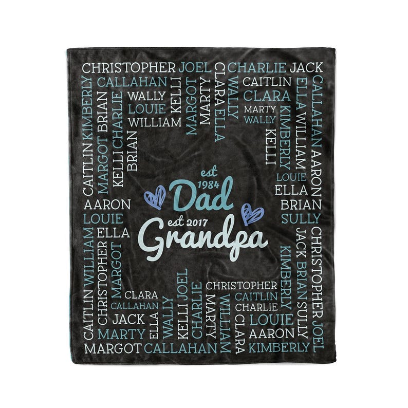 Personalized Minky Grandpa Blanket, Custom Kids' and Grandkids' Names
