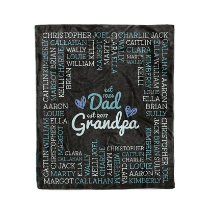Personalized Minky Grandpa Blanket, Custom Kids' and Grandkids' Names