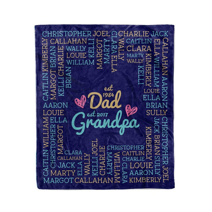 Personalized Minky Grandpa Blanket, Custom Kids' and Grandkids' Names