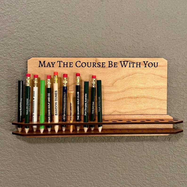 Personalized Golf Pencil Holder, Wall Display for 23 Pencils