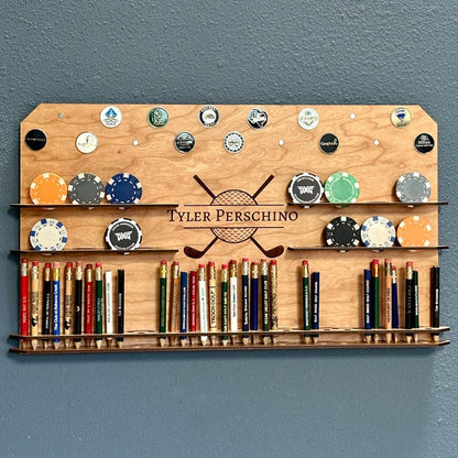Personalized Golf Ball Marker and Pencil Display