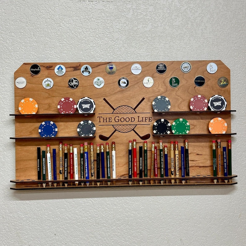 Personalized Golf Ball Marker and Pencil Display