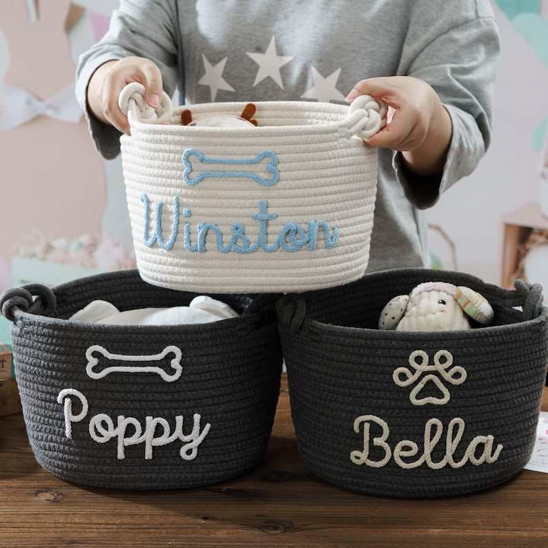Dog Toy Basket, Dog Toy Box Personalized Toy Pet Basket