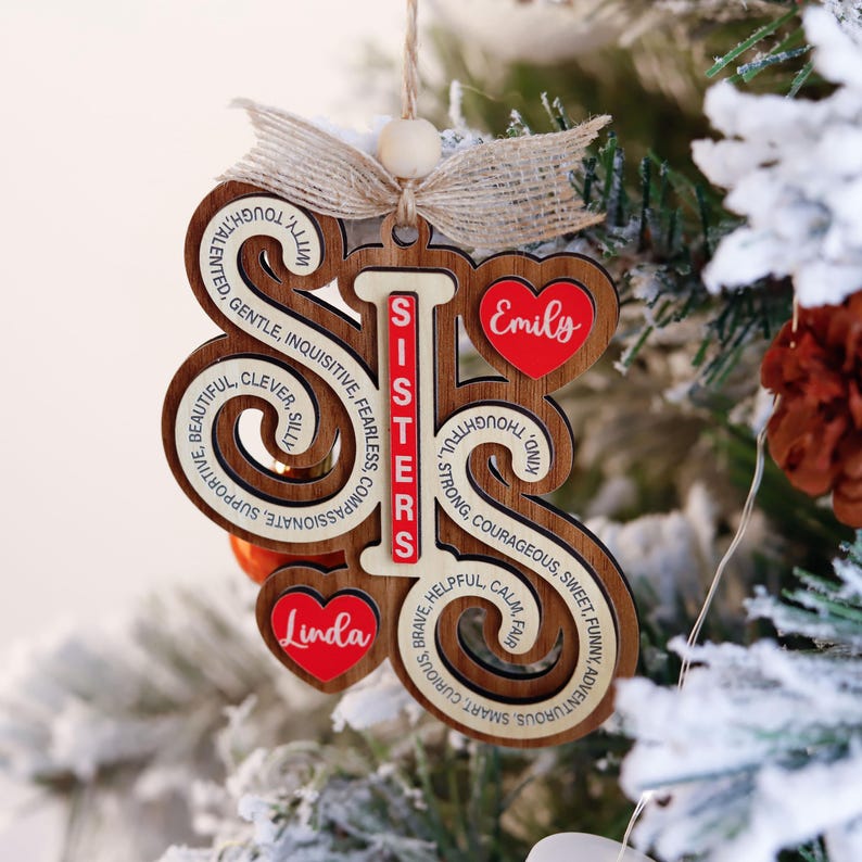 Personalized Sisters Ornaments, Sister Names Ornament