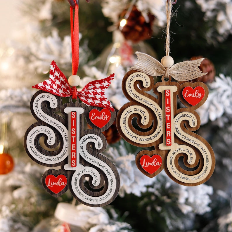 Personalized Sisters Ornaments, Sister Names Ornament