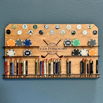 Personalized Golf Ball Marker and Pencil Display