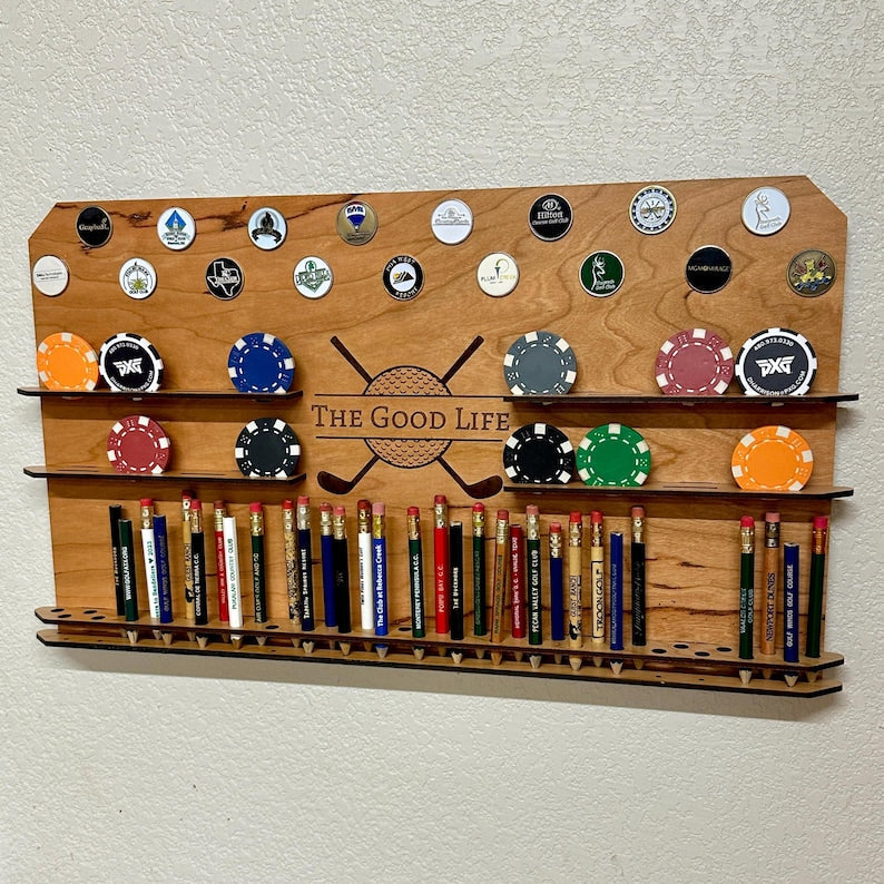 Personalized Golf Ball Marker and Pencil Display