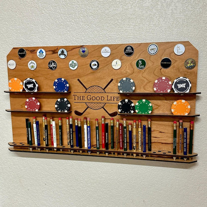 Personalized Golf Ball Marker and Pencil Display