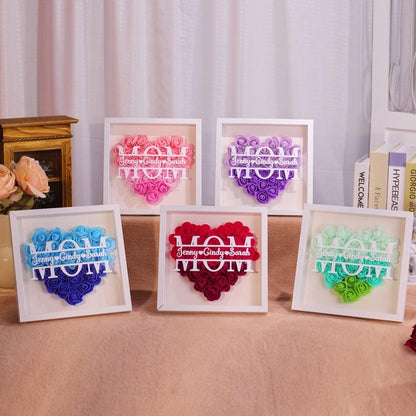 Personalized flower shadow box,custom roses shadowbox with names