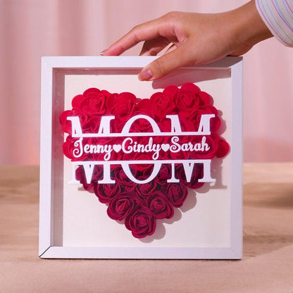 Personalized flower shadow box,custom roses shadowbox with names