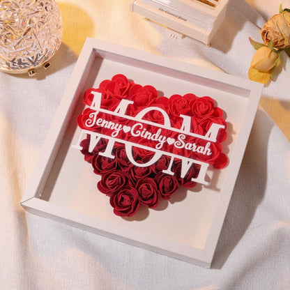 Personalized flower shadow box,custom roses shadowbox with names