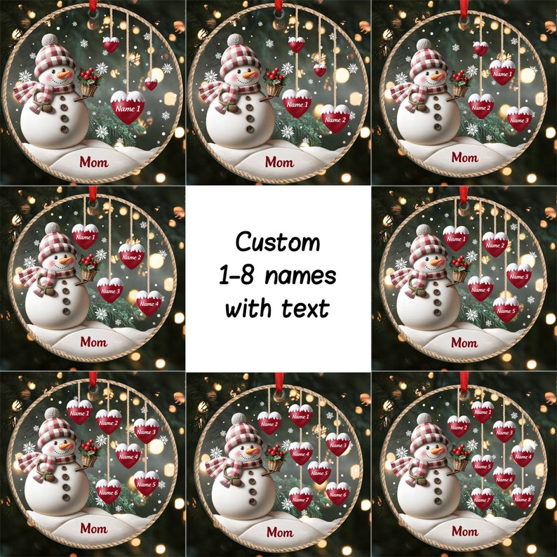 Personalized 1-8 Family Names Christmas Ornaments