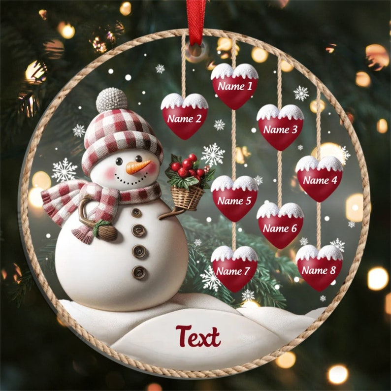 Personalized 1-8 Family Names Christmas Ornaments