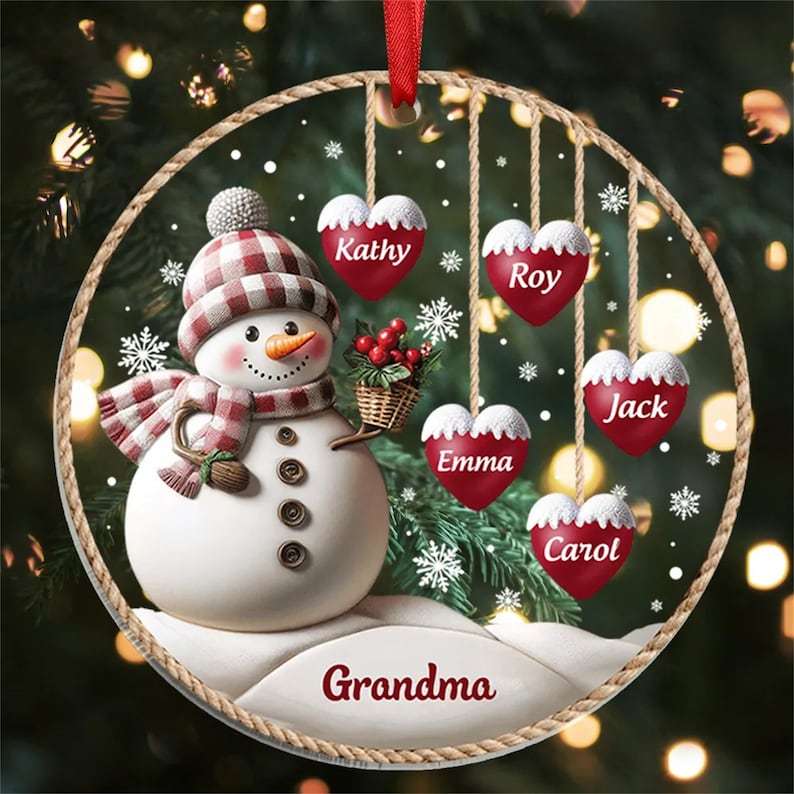 Personalized 1-8 Family Names Christmas Ornaments