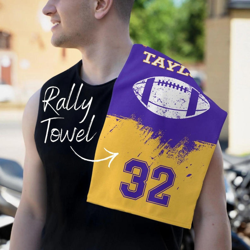 Personalized Football Towel with Name Customized School Team Towel