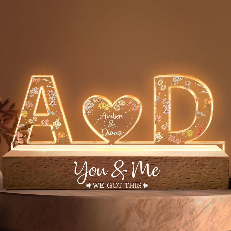 Personalized Couple Name Led Night Light, You And Me We Got This