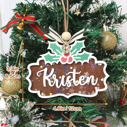 Personalized Wooden Christmas Ornament: Stocking Tag