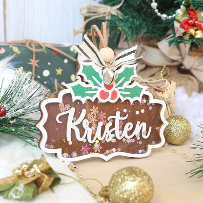 Personalized Wooden Christmas Ornament: Stocking Tag