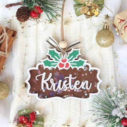 Personalized Wooden Christmas Ornament: Stocking Tag