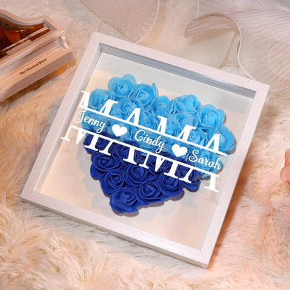 Personalized flower shadow box,custom roses shadowbox with names