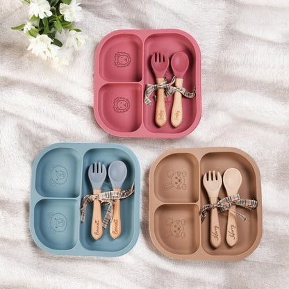 Personalized Silicone Baby Weaning Set, Custom Dinnerware Set