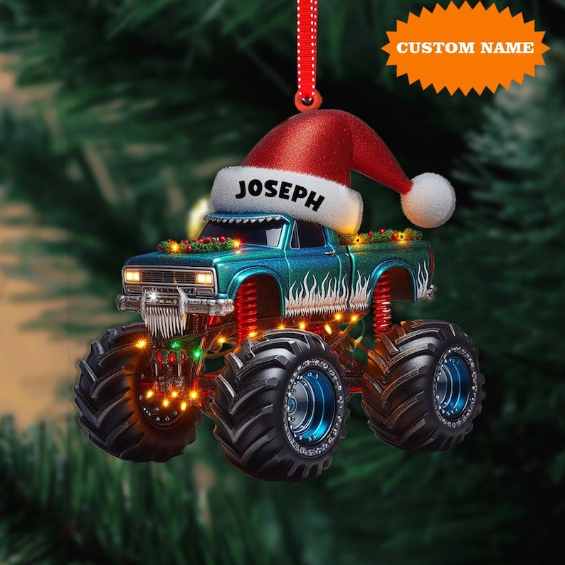 Personalized Monster Truck Christmas Ornament, Truck Ornament