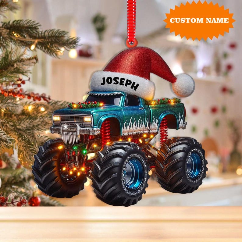 Personalized Monster Truck Christmas Ornament, Truck Ornament