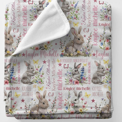 Personalized Bunny Minky Blanket: Baby Cuddle Easter Blanket