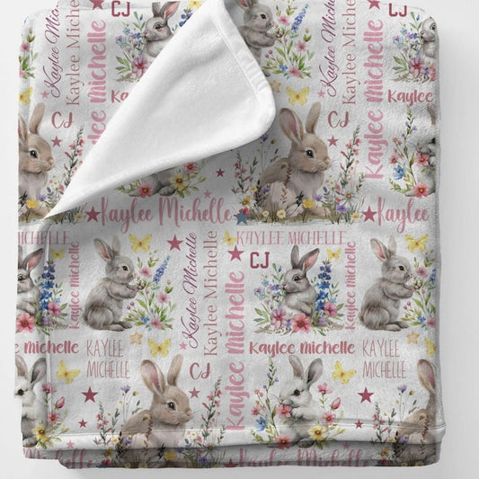 Personalized Bunny Minky Blanket: Baby Cuddle Easter Blanket