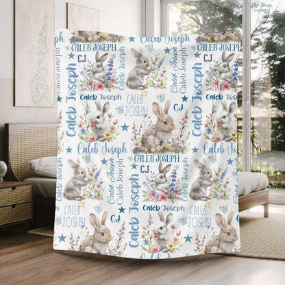 Personalized Bunny Minky Blanket: Baby Cuddle Easter Blanket