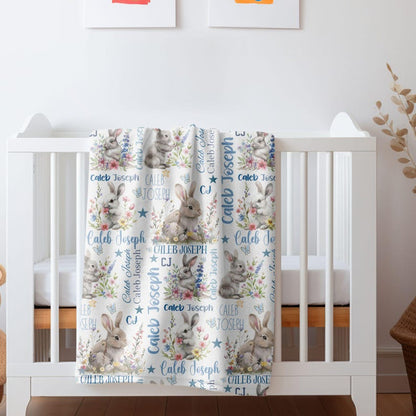 Personalized Bunny Minky Blanket: Baby Cuddle Easter Blanket