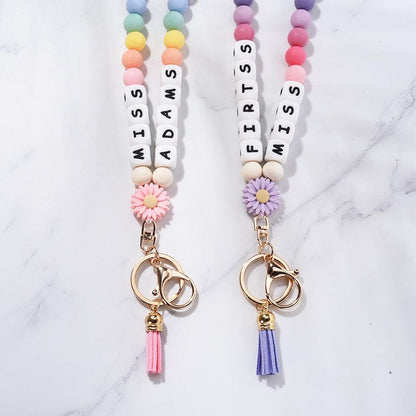 Custom Beaded Teacher Lanyard with Badge Holder, Nurse Lanyard