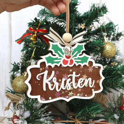 Personalized Wooden Christmas Ornament: Stocking Tag