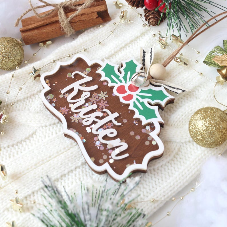 Personalized Wooden Christmas Ornament: Stocking Tag