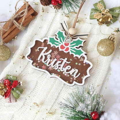 Personalized Wooden Christmas Ornament: Stocking Tag