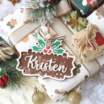 Personalized Wooden Christmas Ornament: Stocking Tag