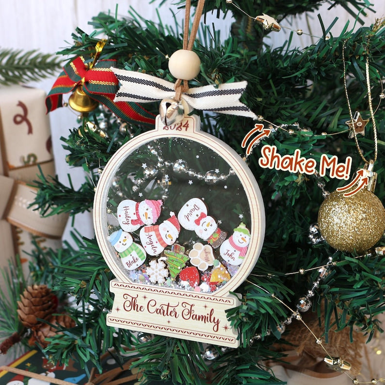 Personalized Snowman Family Christmas Ornament 2025