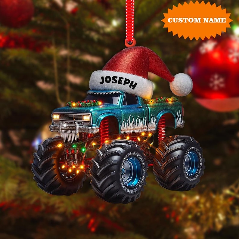 Personalized Monster Truck Christmas Ornament, Truck Ornament