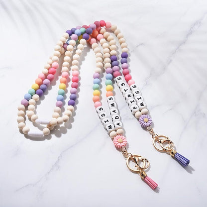 Custom Beaded Teacher Lanyard with Badge Holder, Nurse Lanyard