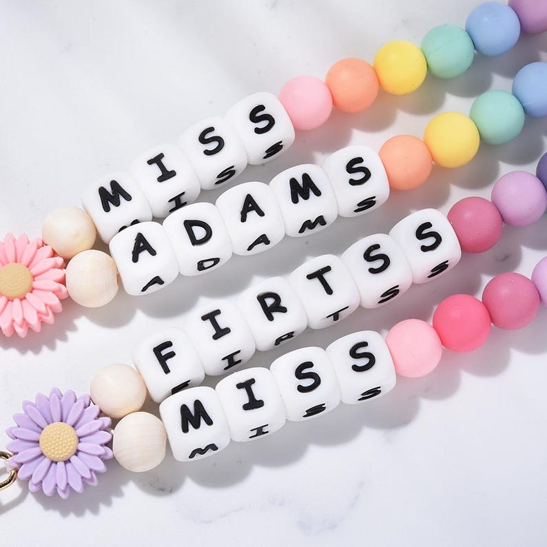 Custom Beaded Teacher Lanyard with Badge Holder, Nurse Lanyard