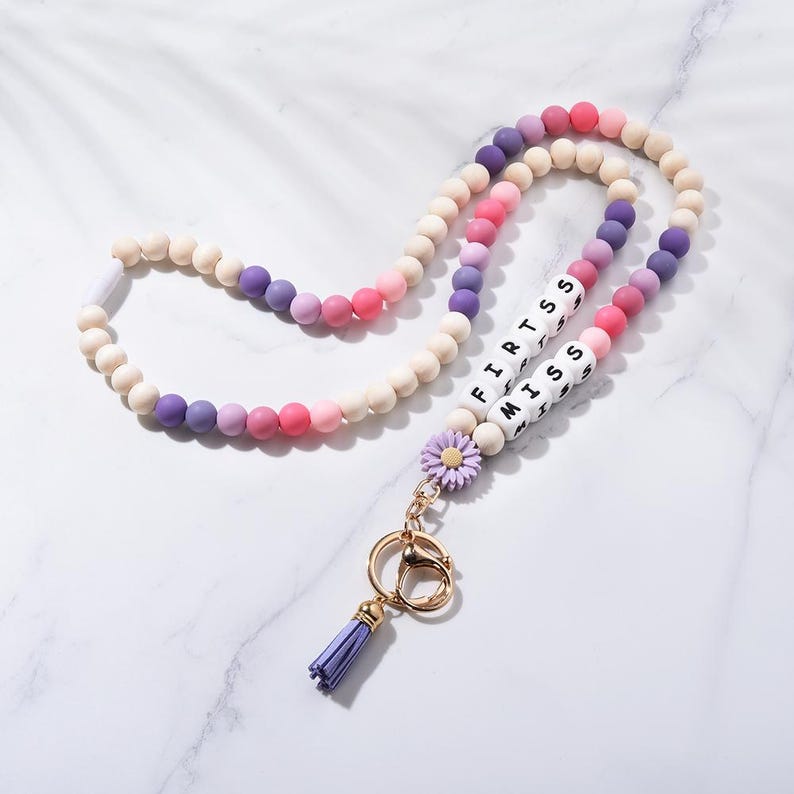 Custom Beaded Teacher Lanyard with Badge Holder, Nurse Lanyard