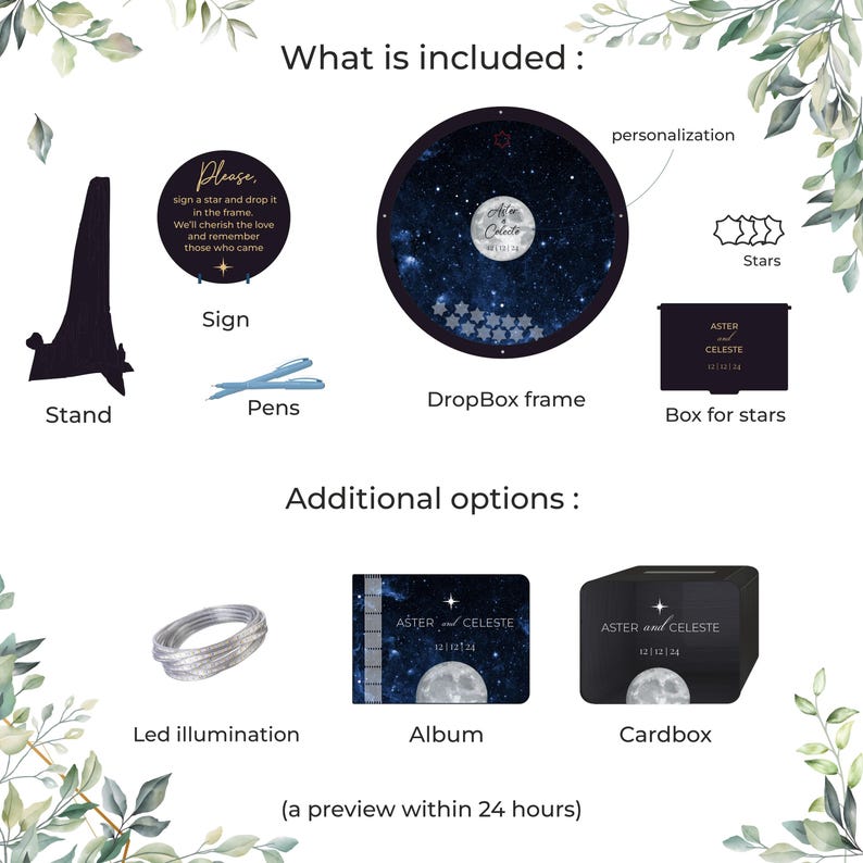 Celestial Wedding Guest Book Alternative with LED