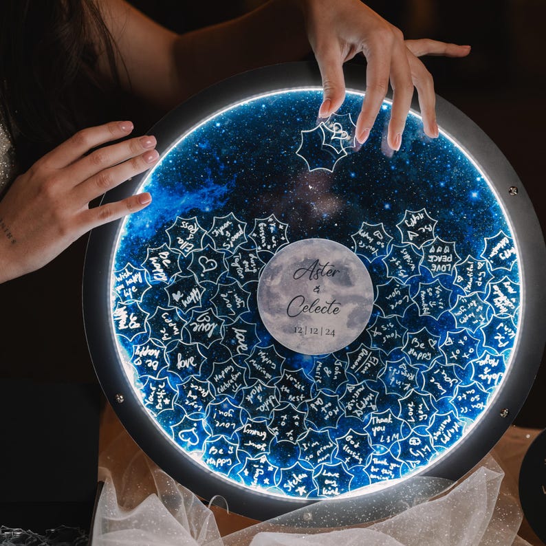 Celestial Wedding Guest Book Alternative with LED
