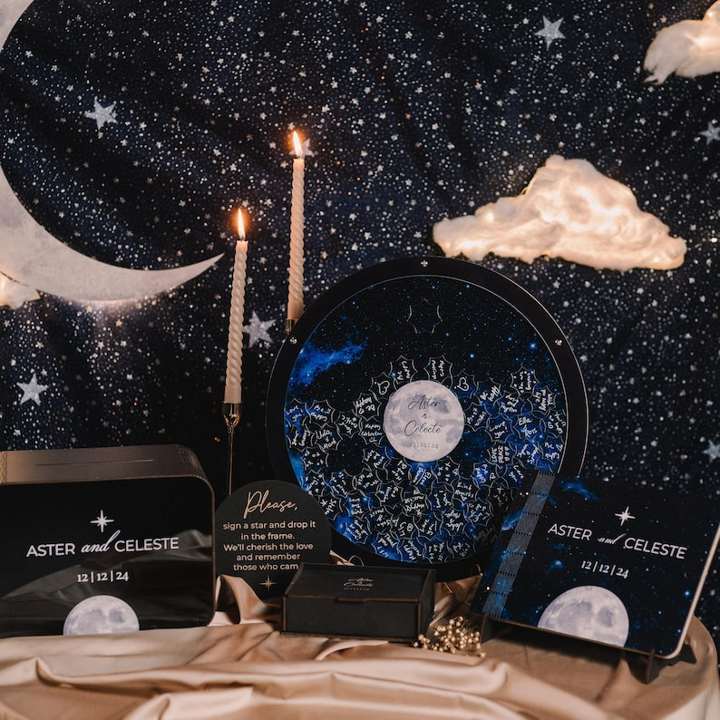 Celestial Wedding Guest Book Alternative with LED
